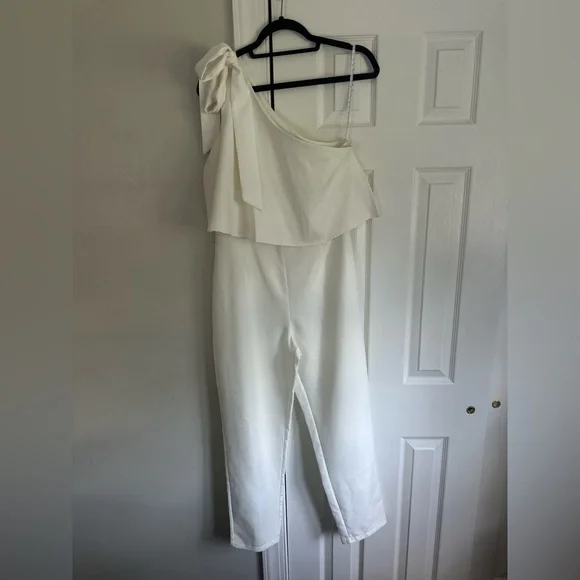 open lace back dress Lovinia Mesh Bodice Jumpsuit White Selfie Leslie